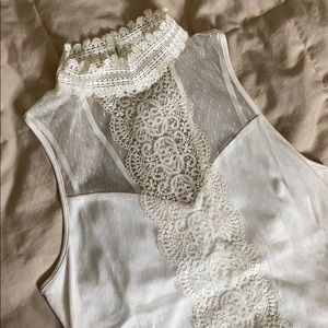 Express white silk mesh top